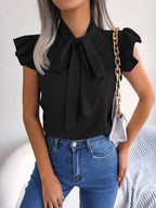 Women’s Ruffle Sleeve Tie-Neck Blouse