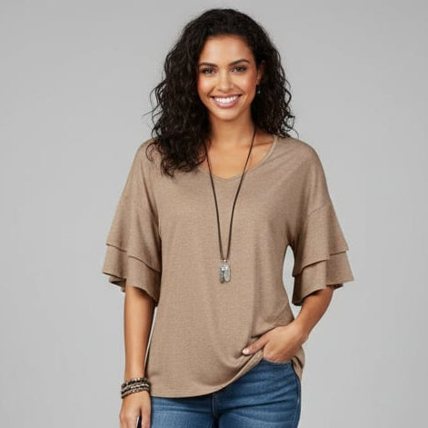 Women’s V-Neck Ruffle Sleeve Blouse