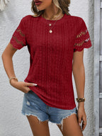 Women’s Short-Sleeve Eyelet Top with Scalloped Trim