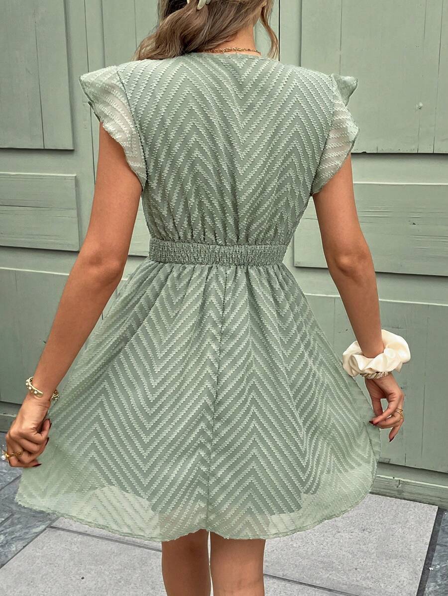 Women’s V-Neck Short Sleeve Mini Dress with Crochet