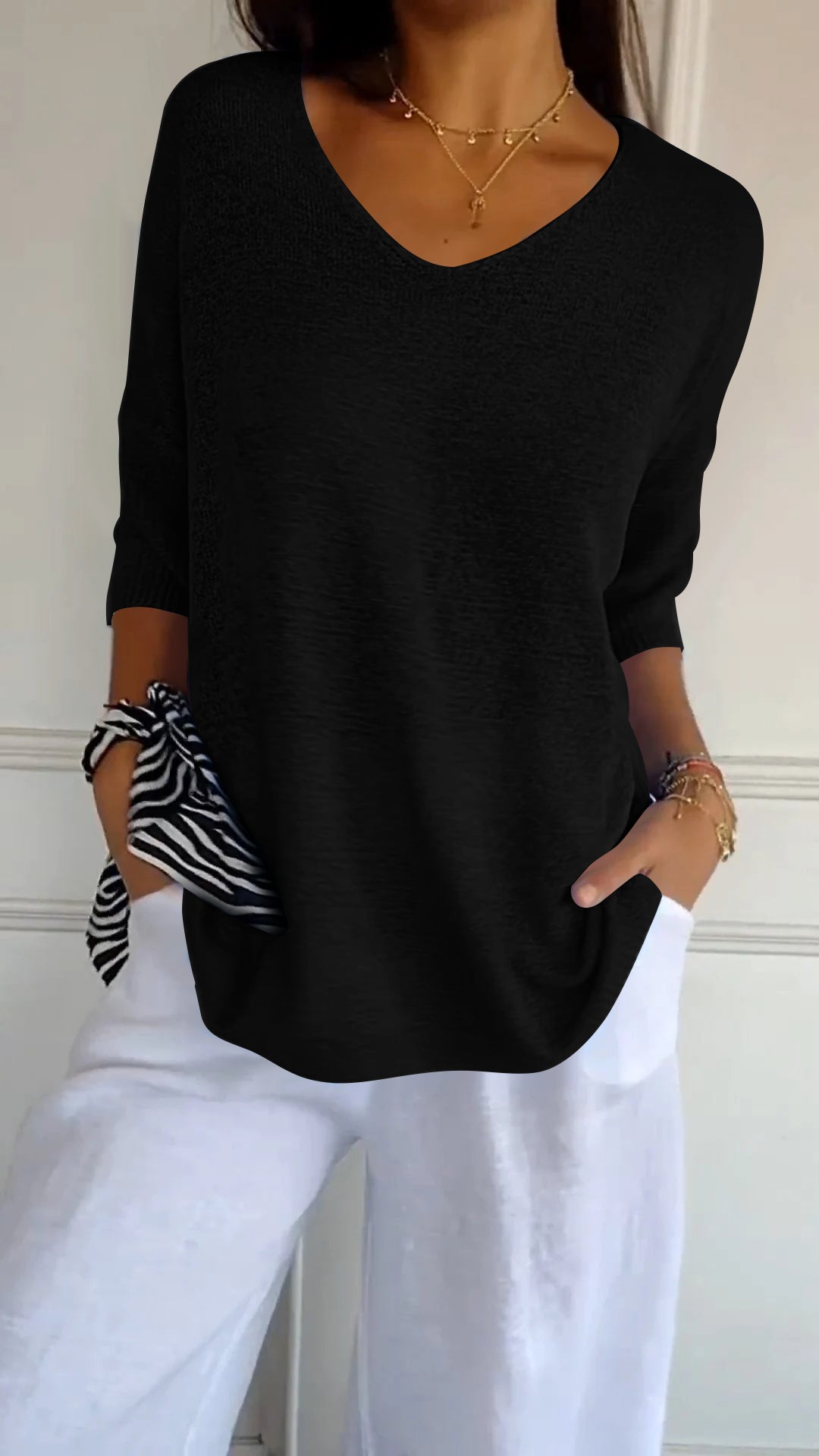 Women’s V-Neck Relaxed Fit Casual Top