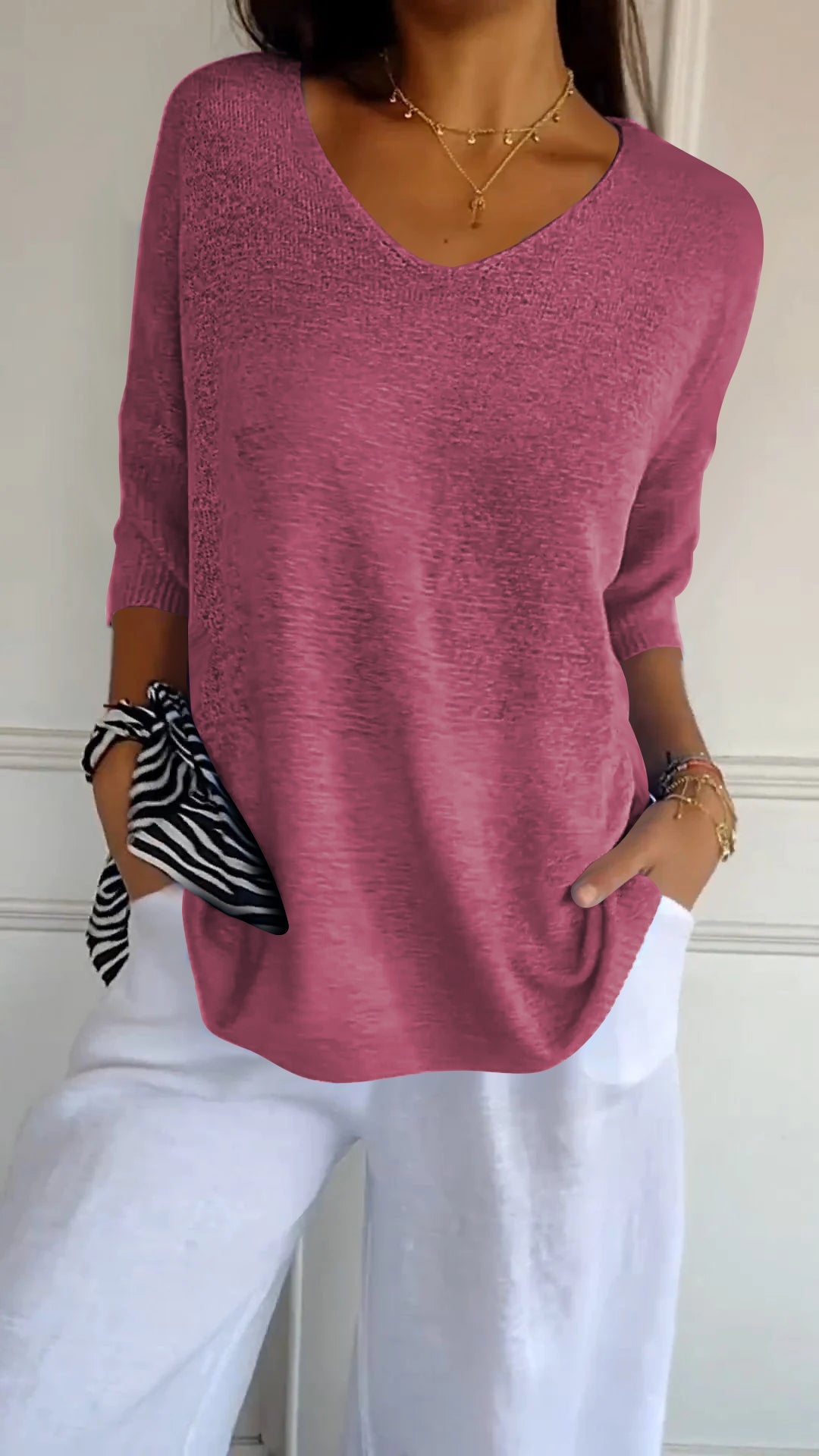 Women’s V-Neck Relaxed Fit Casual Top