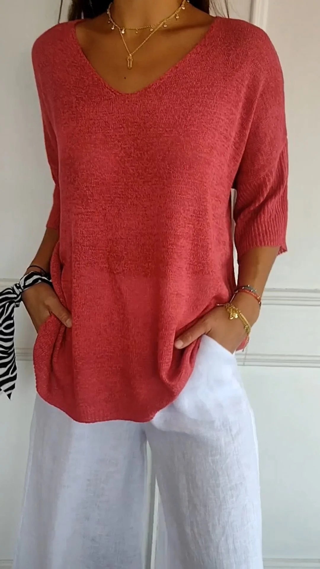 Women’s V-Neck Relaxed Fit Casual Top