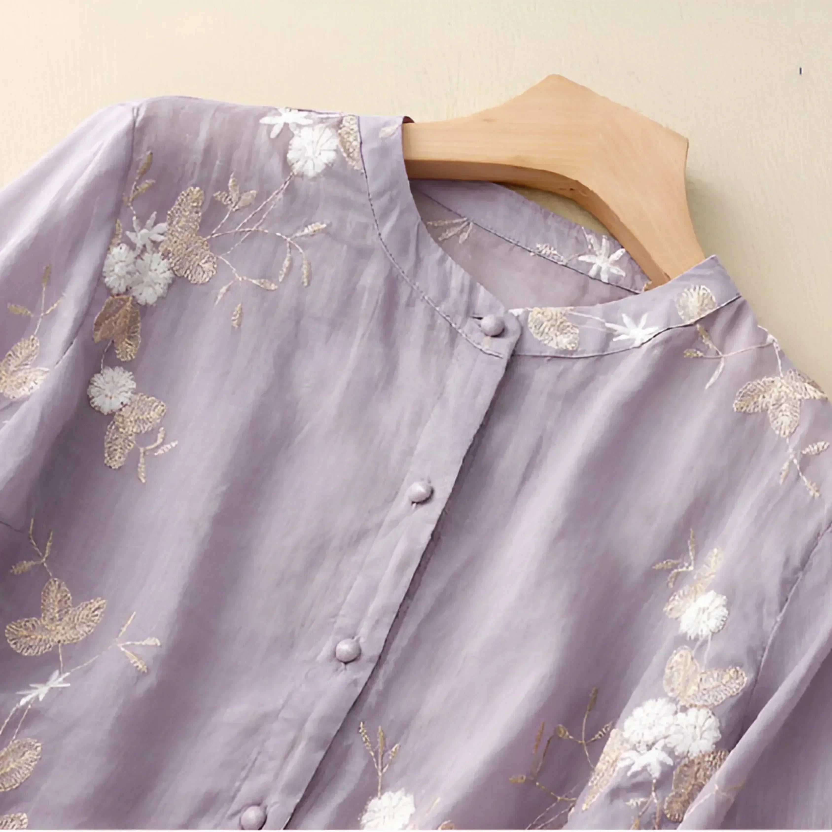 Women’s Embroidered Button Down Floral Blouse