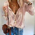 Women’s Sheer Boho Blouse with Crochet Detail
