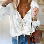 Women’s Sheer Boho Blouse with Crochet Detail