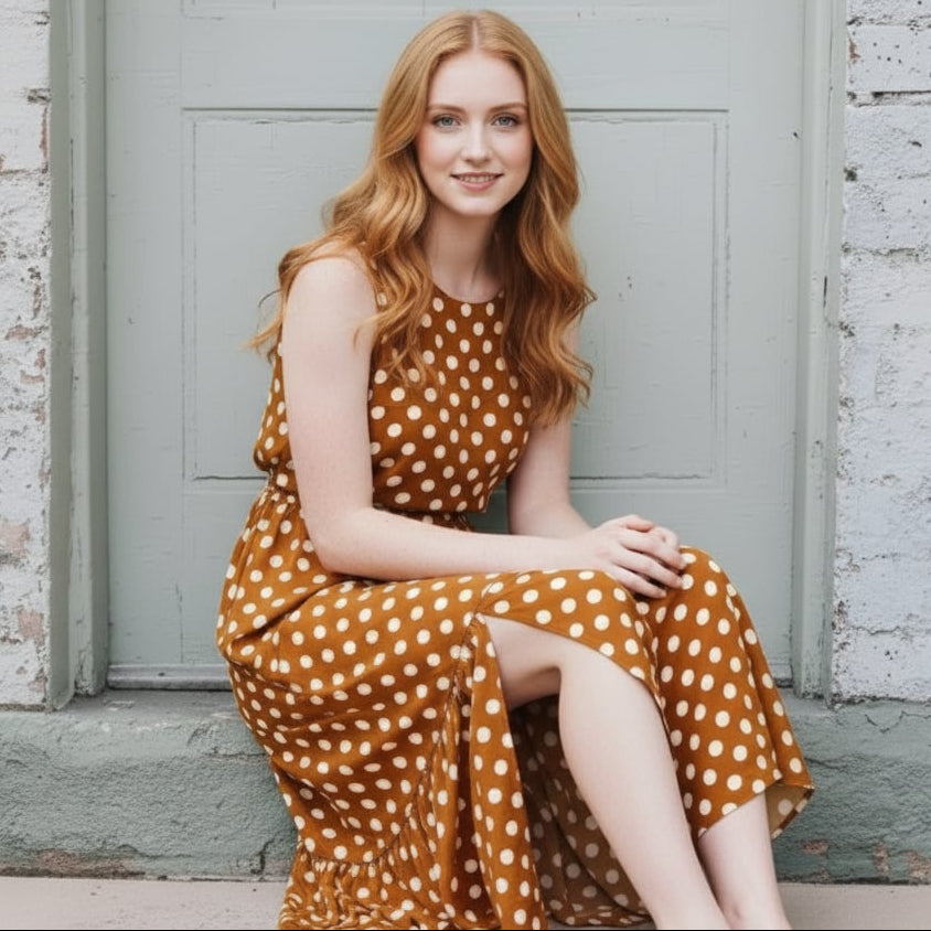 Women’s Sleeveless Polka Dot Relaxed Maxi Dress