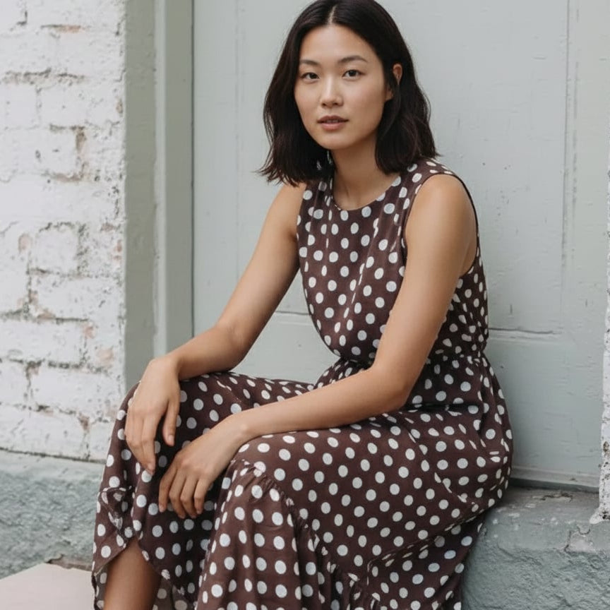 Women’s Sleeveless Polka Dot Relaxed Maxi Dress