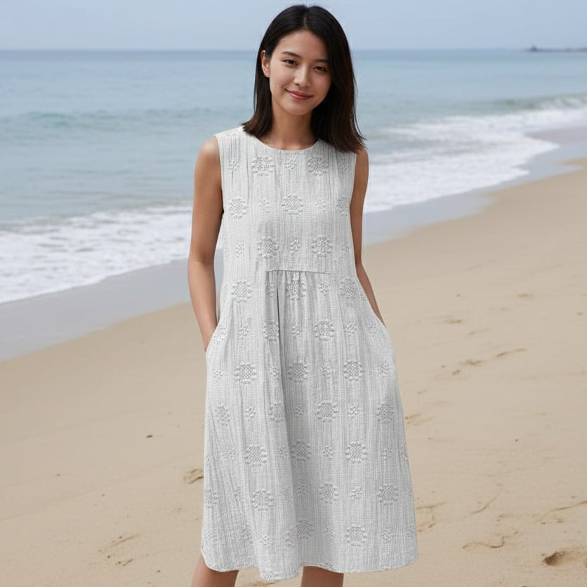 Women’s Sleeveless Embroidered Relaxed Midi Dress