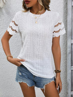 Women’s Short-Sleeve Eyelet Top with Scalloped Trim