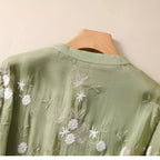 Women’s Embroidered Button Down Floral Blouse
