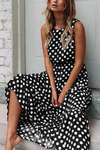 Women’s Sleeveless Polka Dot Relaxed Maxi Dress