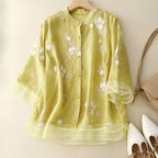 Women’s Embroidered Button Down Floral Blouse