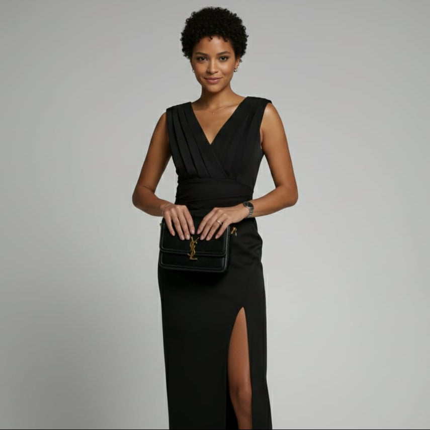 Women’s Sleeveless Floral Midi Dress with Side Slit