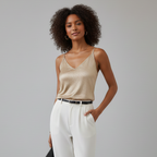 Women’s Metallic V-Neck Spaghetti Strap Cami