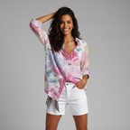 Women’s Floral Long Sleeve Button Up Blouse