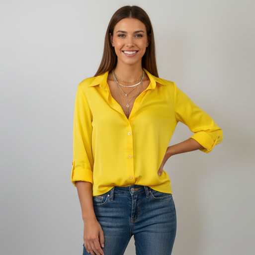 Women’s Classic Button Down Blouse Elegant Versatile