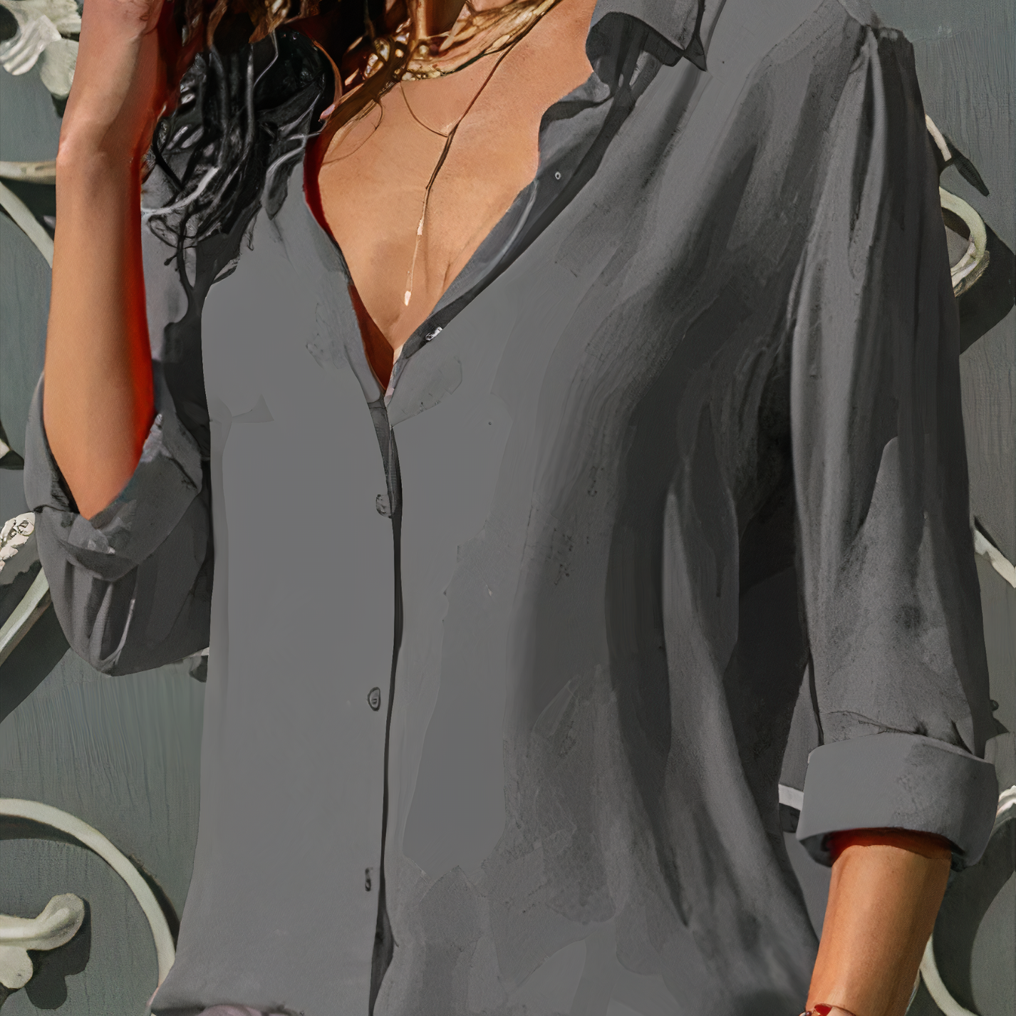 Women’s Classic Button Down Blouse Elegant Versatile