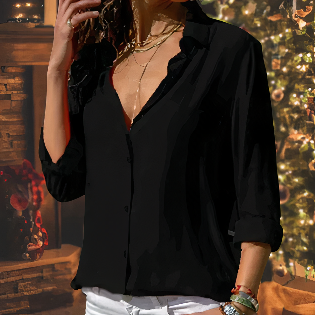 Women’s Classic Button Down Blouse Elegant Versatile