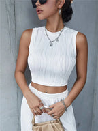 Women’s Ribbed Mock Neck Sleeveless Crop Top