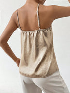 Women’s Metallic V-Neck Spaghetti Strap Cami