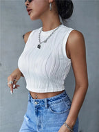 Women’s Ribbed Mock Neck Sleeveless Crop Top