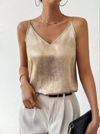 Women’s Metallic V-Neck Spaghetti Strap Cami