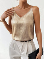Women’s Metallic V-Neck Spaghetti Strap Cami