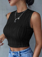 Women’s Ribbed Mock Neck Sleeveless Crop Top