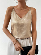 Women’s Metallic V-Neck Spaghetti Strap Cami
