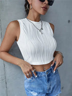 Women’s Ribbed Mock Neck Sleeveless Crop Top