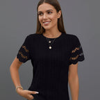 Women’s Short-Sleeve Eyelet Top with Scalloped Trim