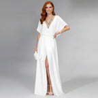 Women’s V-Neck Midi Dress with Elegant Details