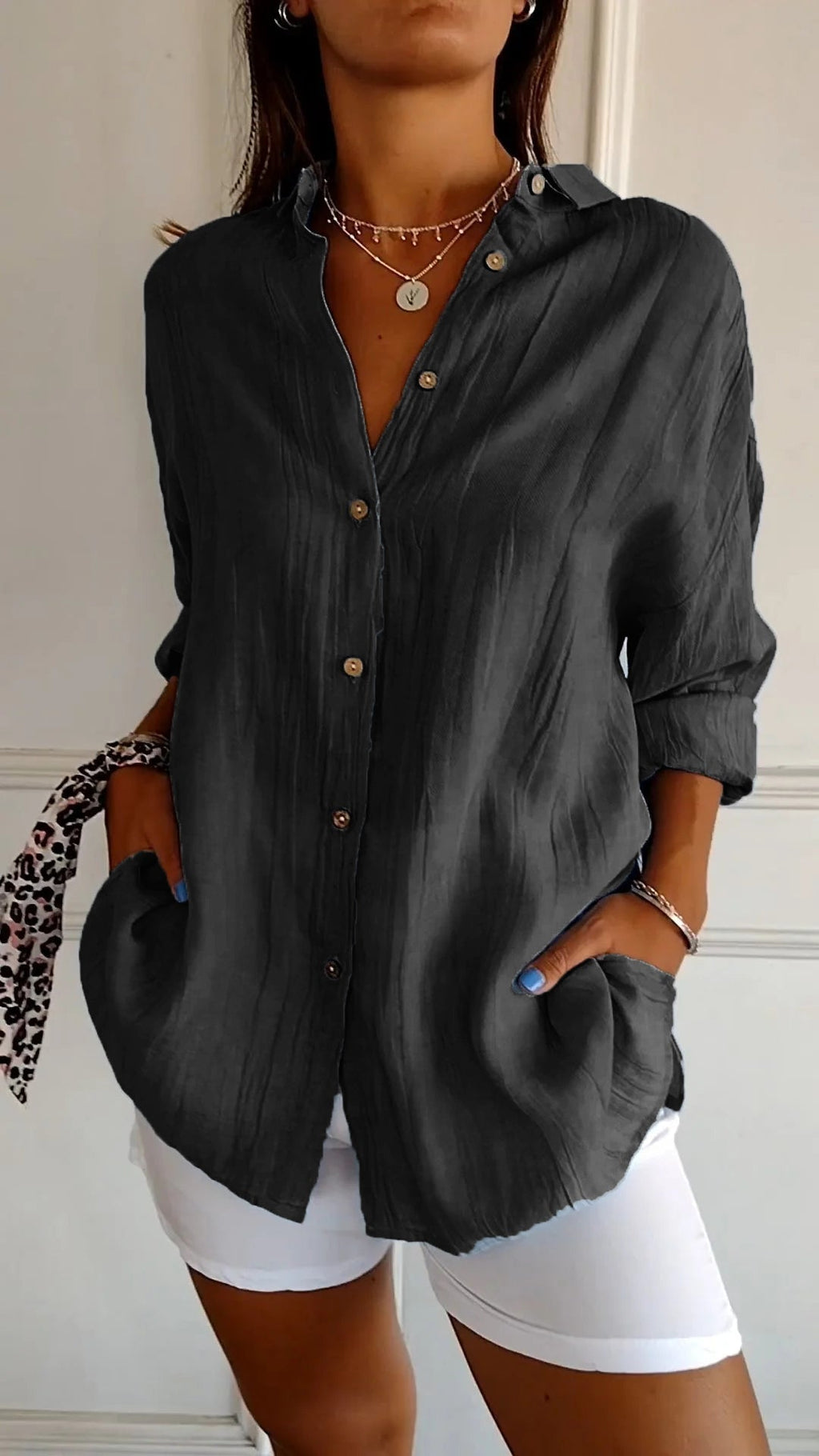 Women’s Casual Long-Sleeve Button-Down Shirt