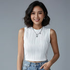 Women’s Ribbed Mock Neck Sleeveless Crop Top