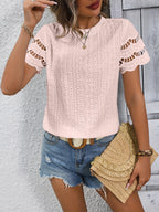 Women’s Short-Sleeve Eyelet Top with Scalloped Trim