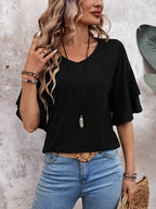 Women’s V-Neck Ruffle Sleeve Blouse