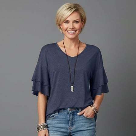 Women’s V-Neck Ruffle Sleeve Blouse