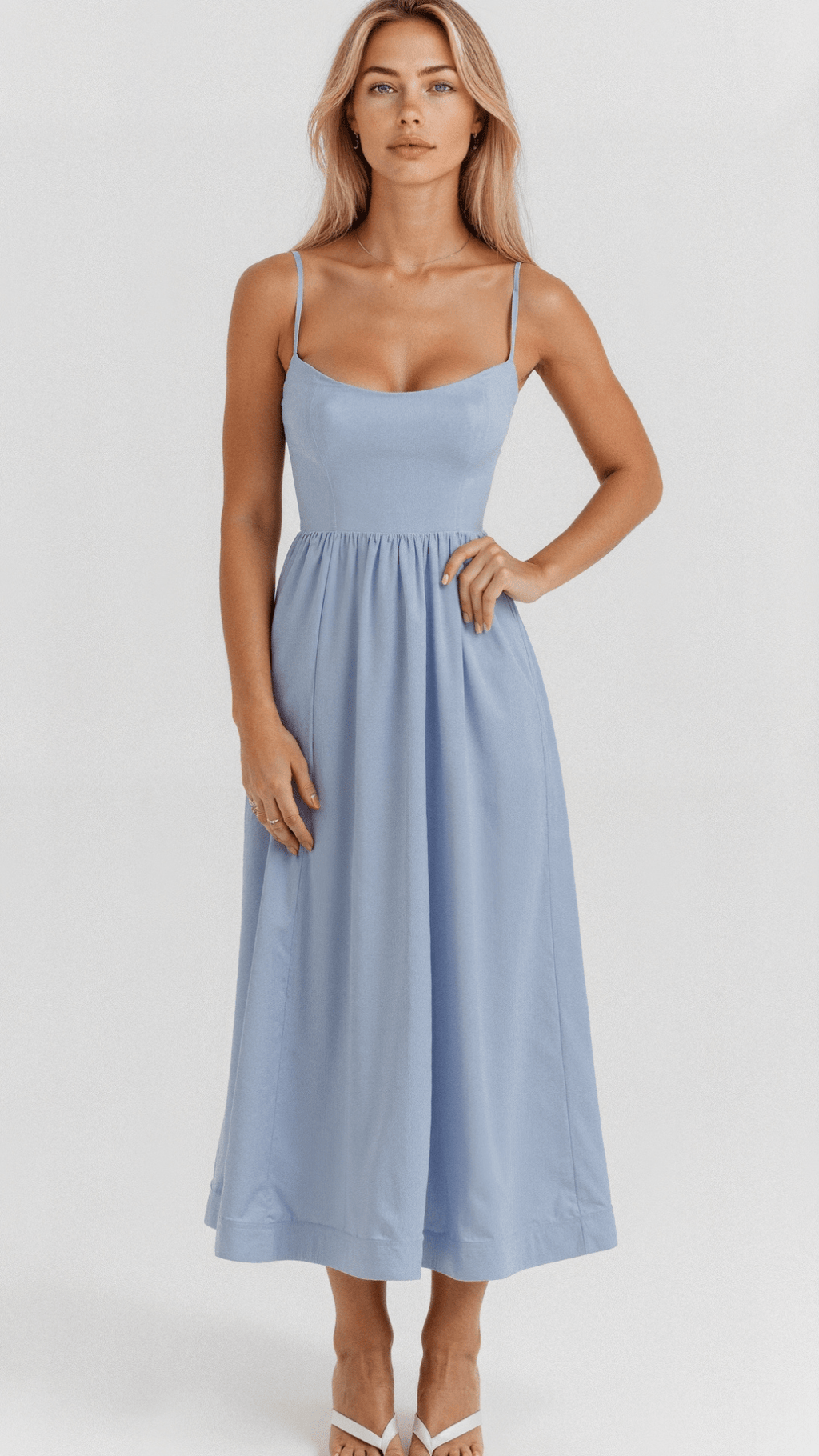 Women's Midi Dress with Spaghetti Straps