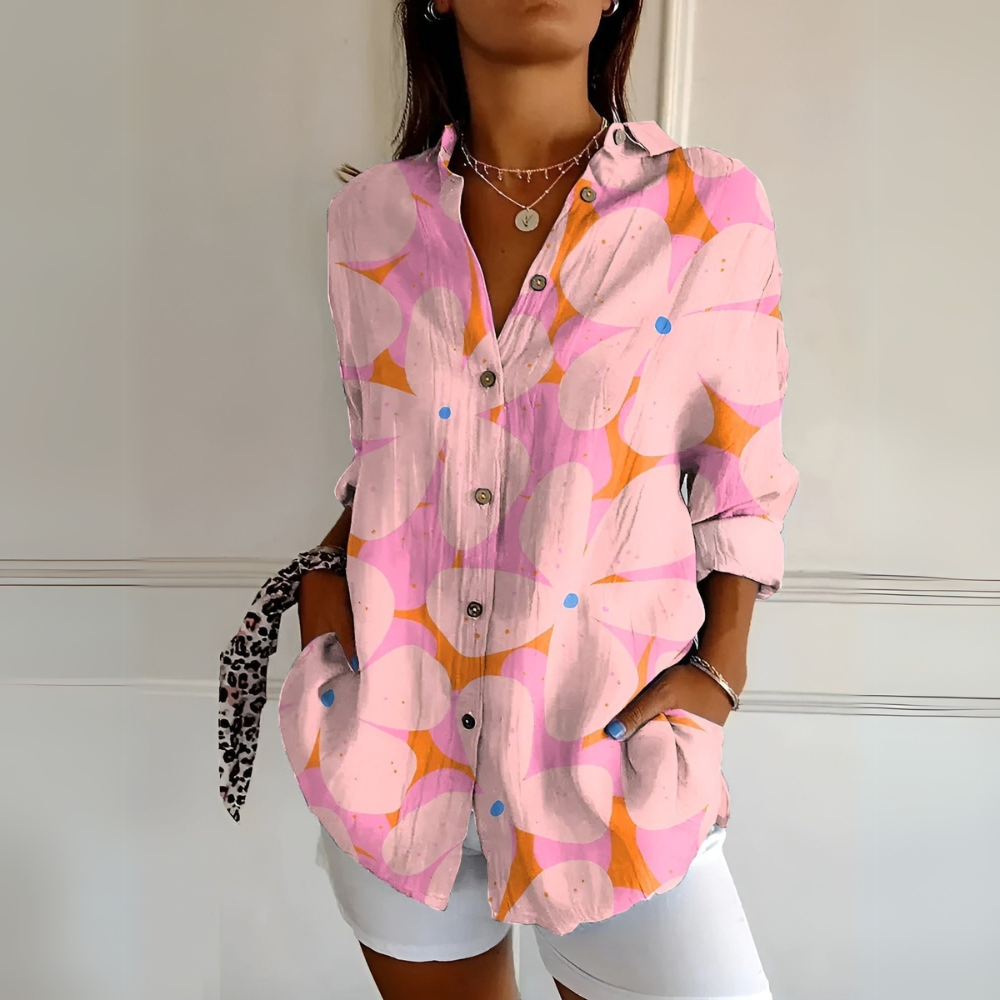 Women’s Floral Long Sleeve Button Up Blouse