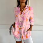 Women’s Floral Long Sleeve Button Up Blouse