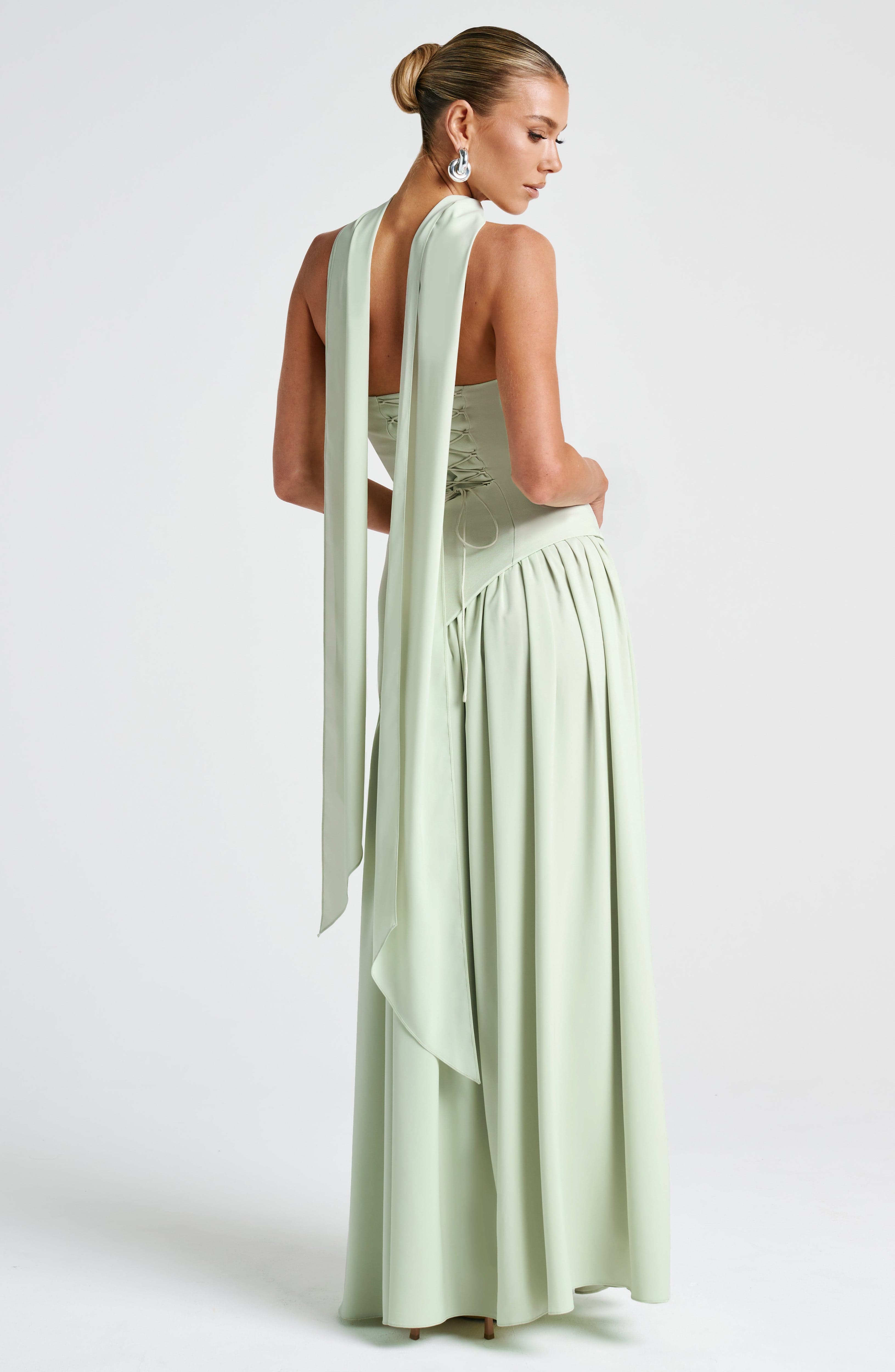 Women's Strapless Maxi Dress with High Slit and Asymmetric Waist