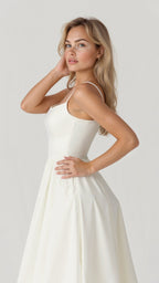 Women's Midi Dress with Spaghetti Straps