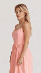 Women's Midi Dress with Spaghetti Straps