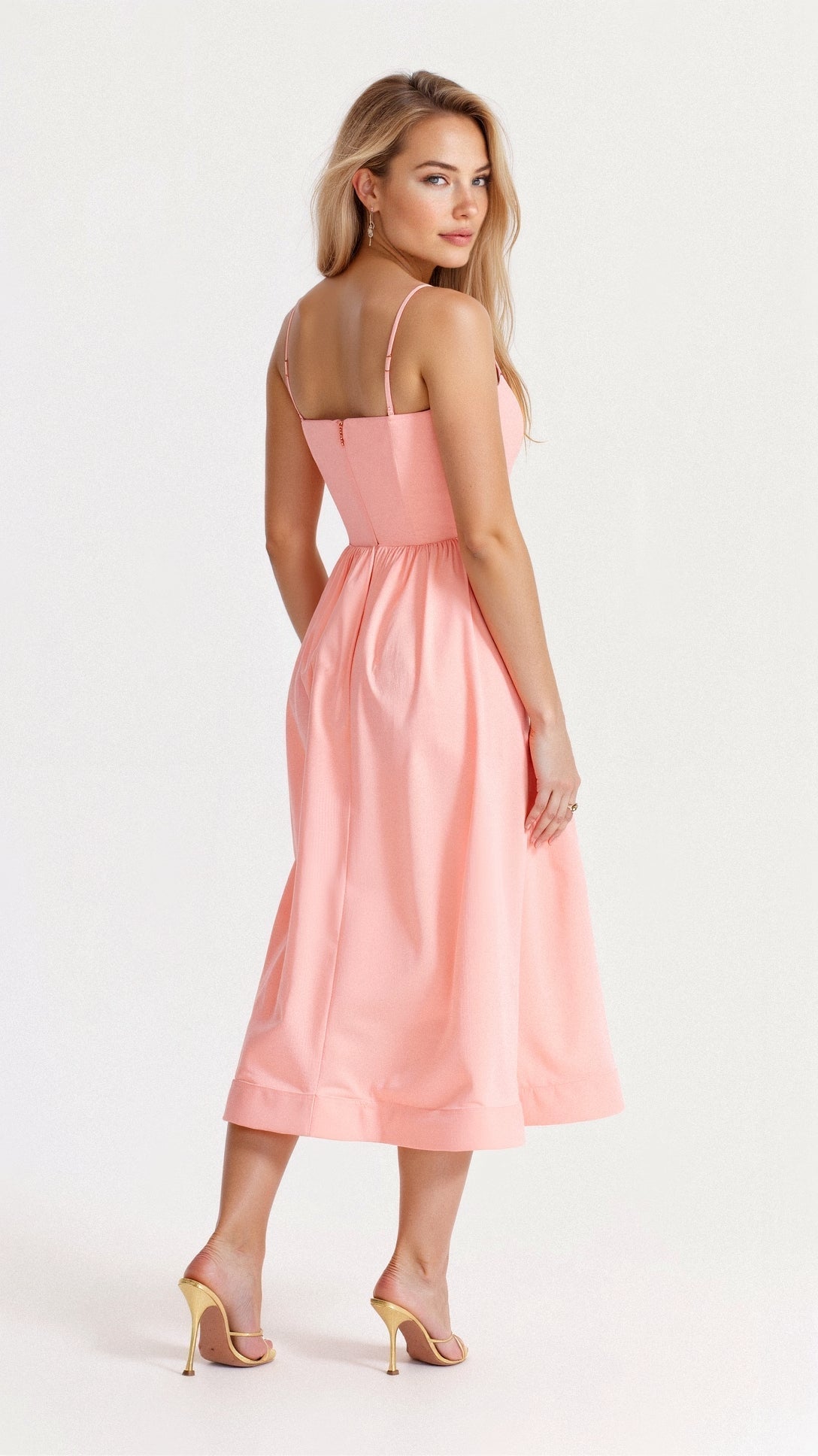 Women's Midi Dress with Spaghetti Straps