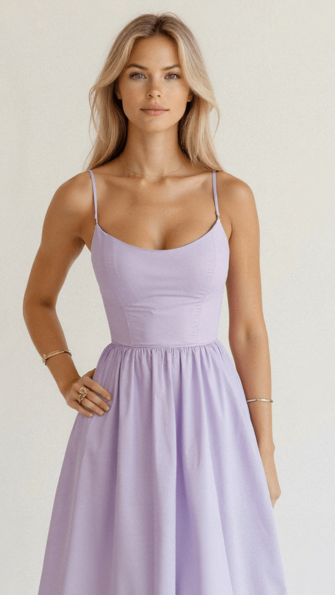 Women's Midi Dress with Spaghetti Straps