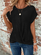 Women’s Short-Sleeve Textured Button-Up Blouse